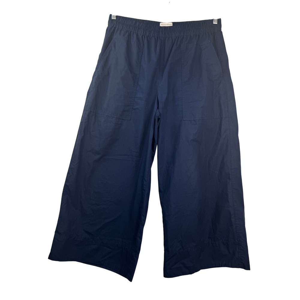 Banana Republic Navy Blue Wide Leg Cropped Cotton Pants‎ lagen look 90s Size L
